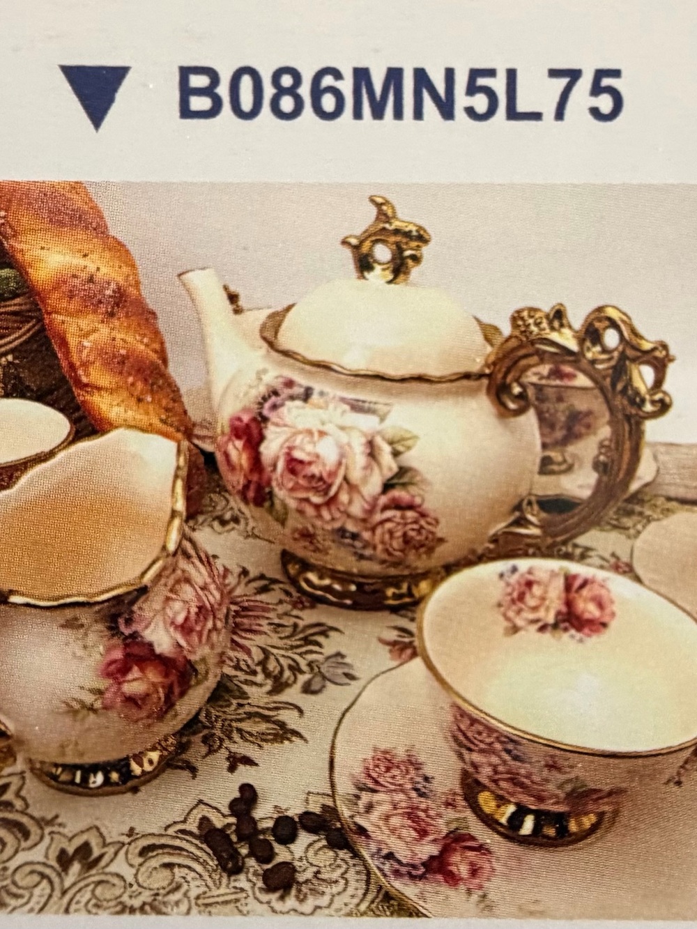 Vintage Floral Porcelain Tea Set with Gold Accents
